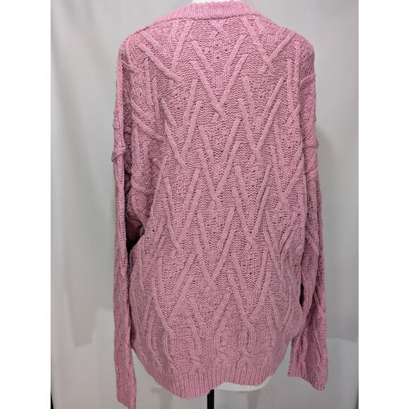 Free People Isla Cable Tunic Sweater Pink Frosting Women’s XL NWT - Picture 5 of 8